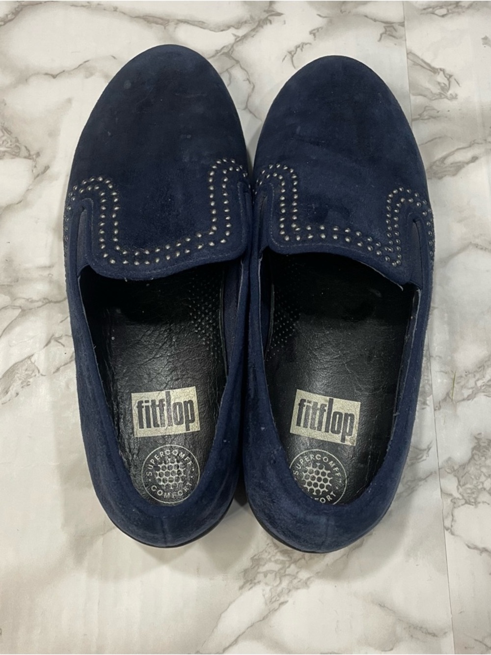 Fitflop Superskate Suede Loafers in Navy